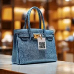 Luxury bag with QR code for digital product passport
